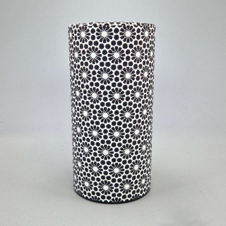 Black Japanese tea box in washi paper - KIKU - 200gr