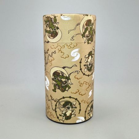 Japanische goldene Teedose aus Washi-Papier - RAIJIN FUJIN - 200gr