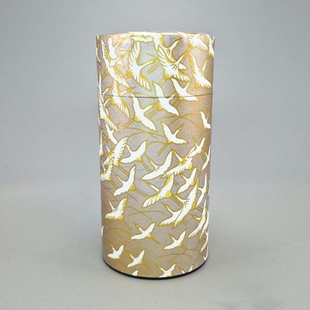 Boîte à thé japonaise beige en papier washi - TSURU 1 - 200gr