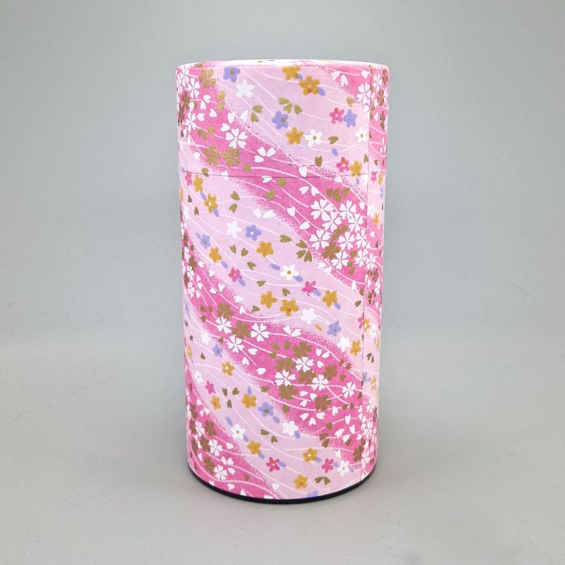 Pink Japanese tea box in washi paper - SAKURA - 200gr