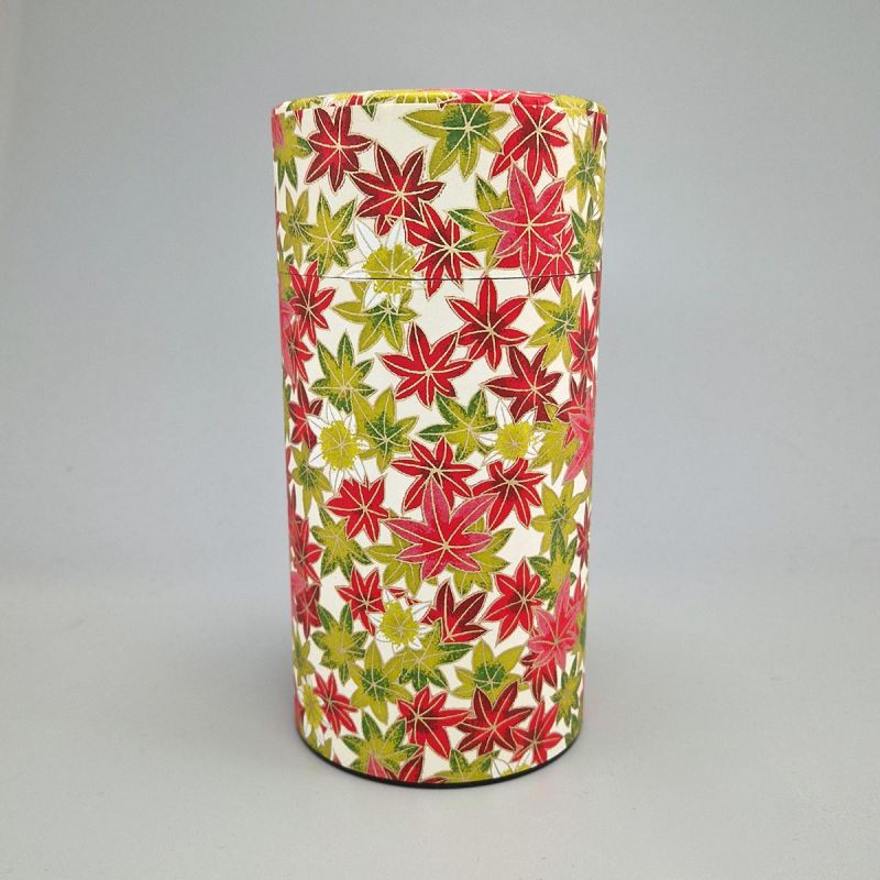 Japanische Teedose aus Washi-Papier in Rot und Grün - AKA MIDORI MOMIJI - 200g