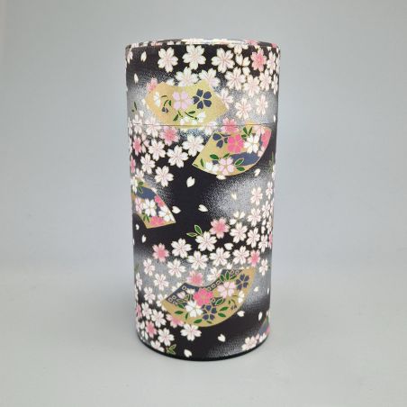 Boîte à thé japonaise noire en papier washi - SAKURA - 200gr