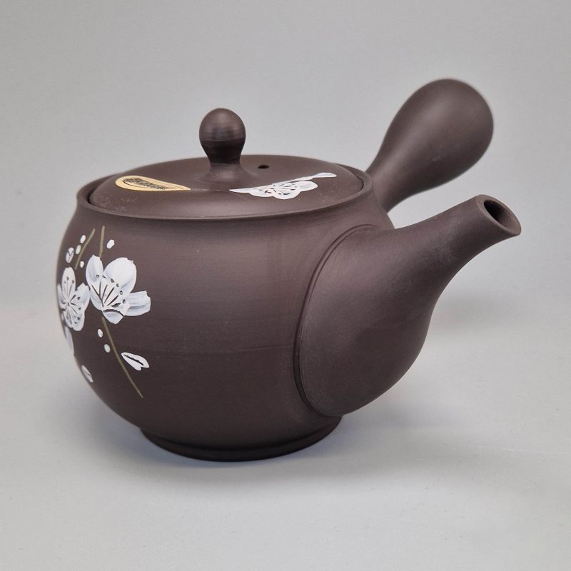 Tokoname Teapot 350cc Black - White Plum Blossom