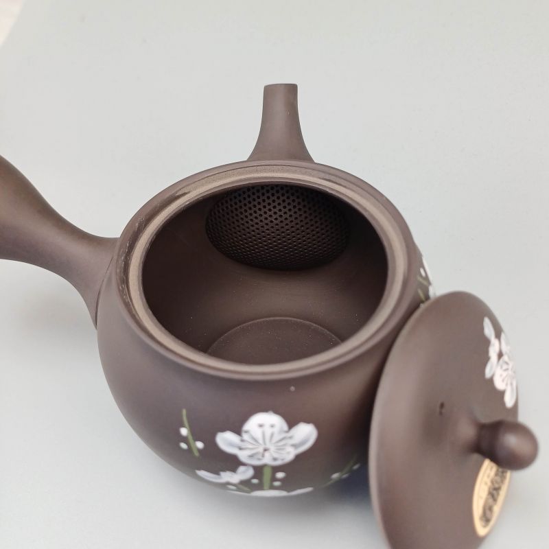 Tokoname Teapot 350cc Black - White Plum Blossom