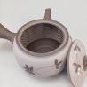 Japanese Tokoname Teapot 350cc - Grey with Black Flowers