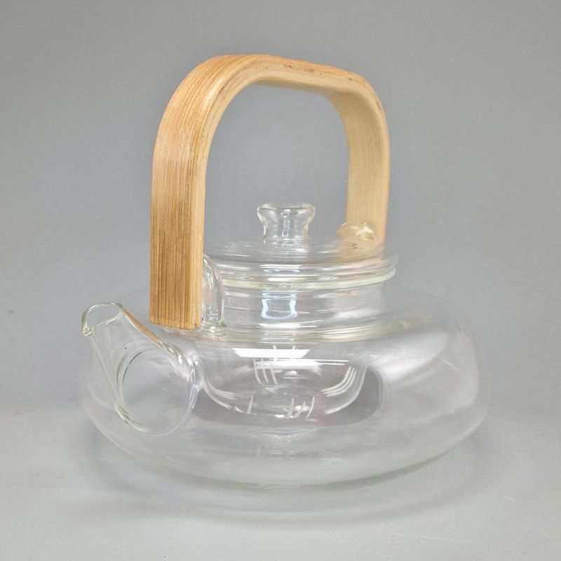 Japanese Glass Tea Pot with Bamboo Handle 840cc