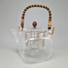 Japanese Glass Tea Pot with Wisteria Handle 580cc